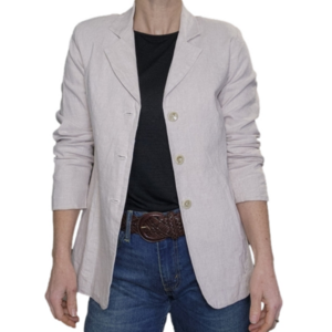 Vintage Blazer Linen blend Neutral Oatmeal color Size 2P STEPHANIE ANDREWS